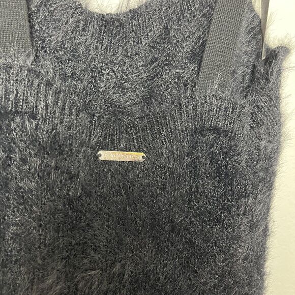 Fabletics Dress Womens XL Black Fuzzy Sweater Bodycon Strappy Knit Cozy Party - Picture 3 of 9